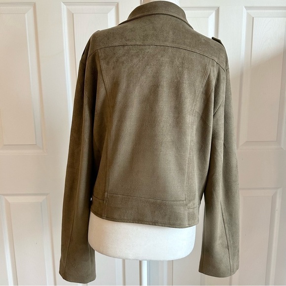 Sadie & Sage Taupe Faux Suede Asymmetrical Zip Moto Jacket - Picture 4 of 7